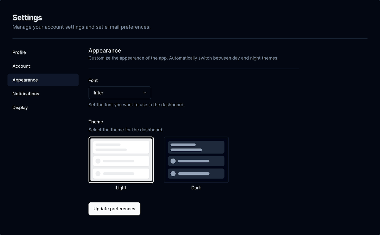 Forms - Dark mode preview