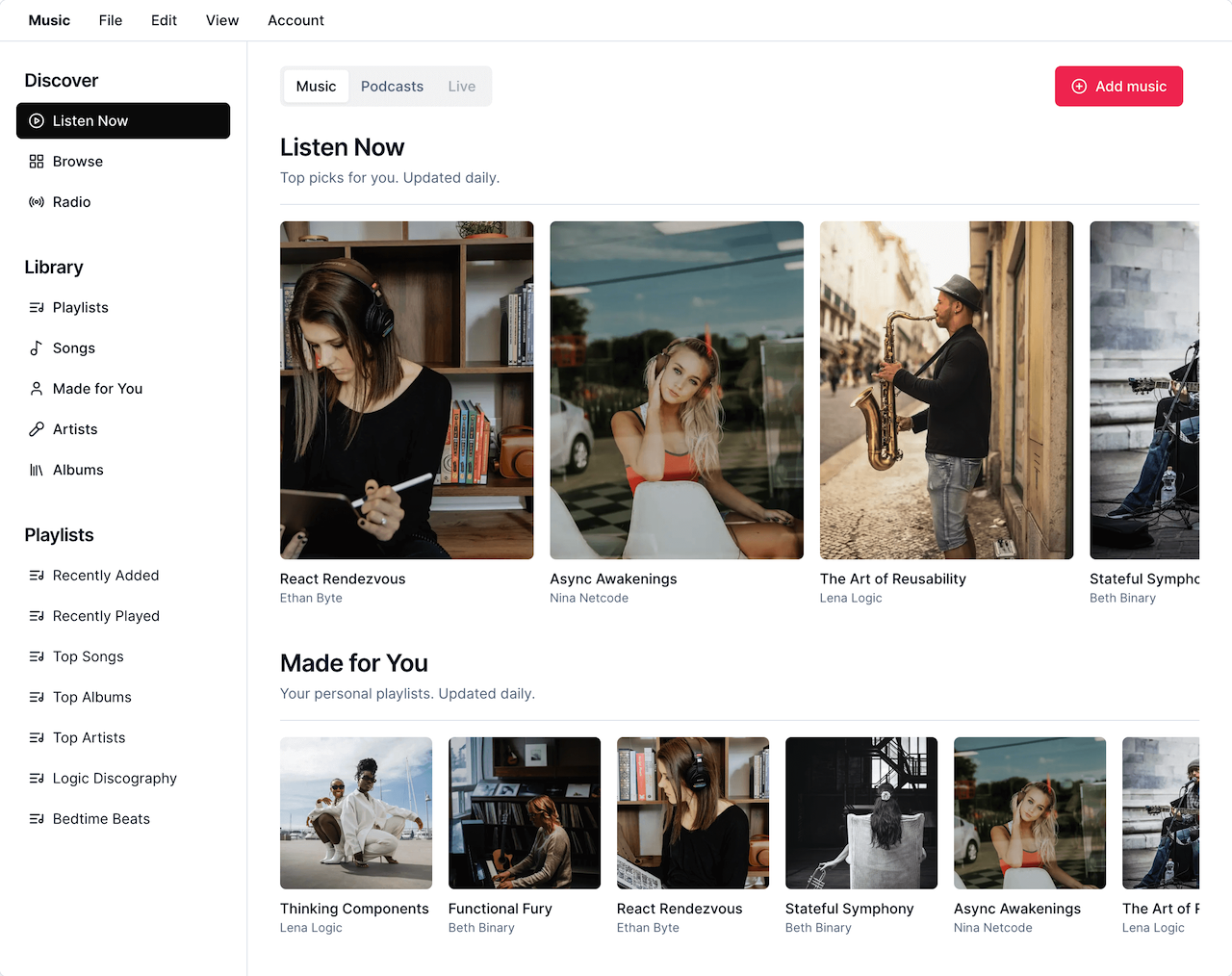 Music - Light mode preview